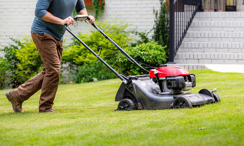 mowing tall new grass